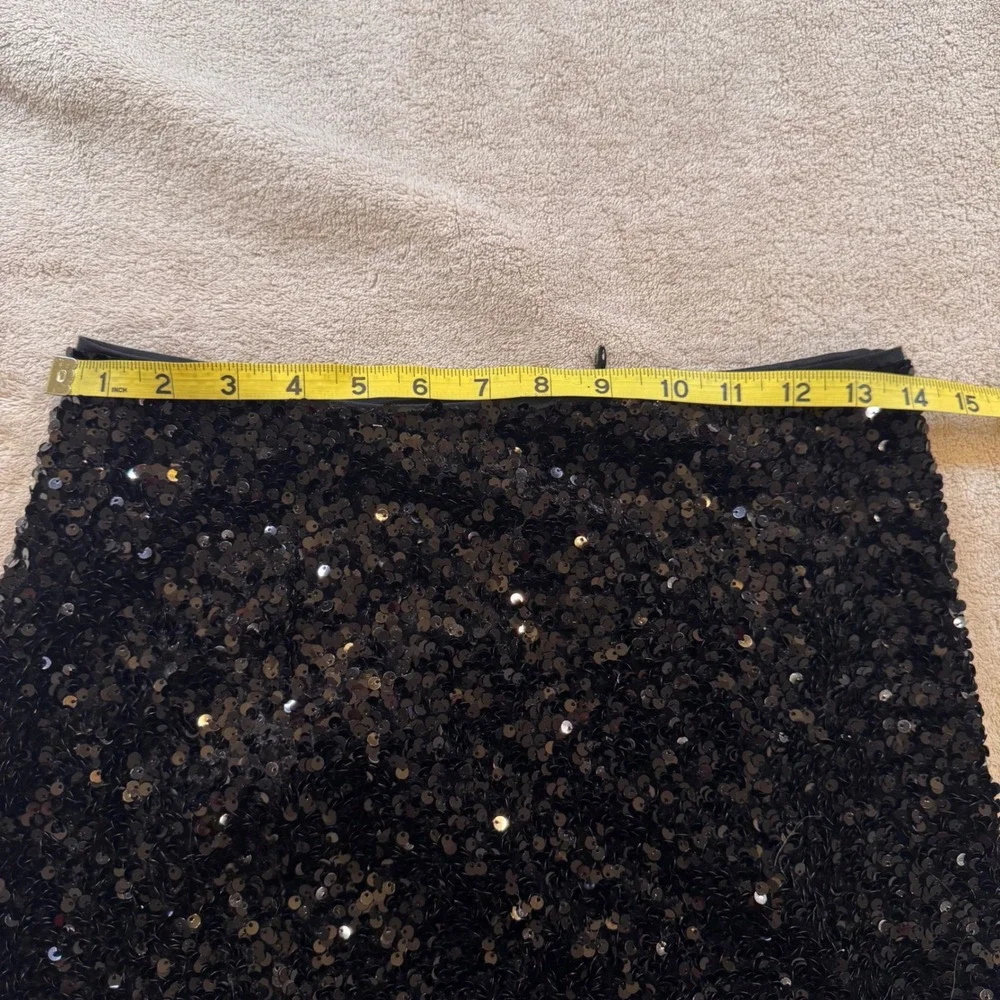 Glam Sequin Party Mini Skirt‎ Sparkly Black Night Out Cocktail Holiday Sz 6